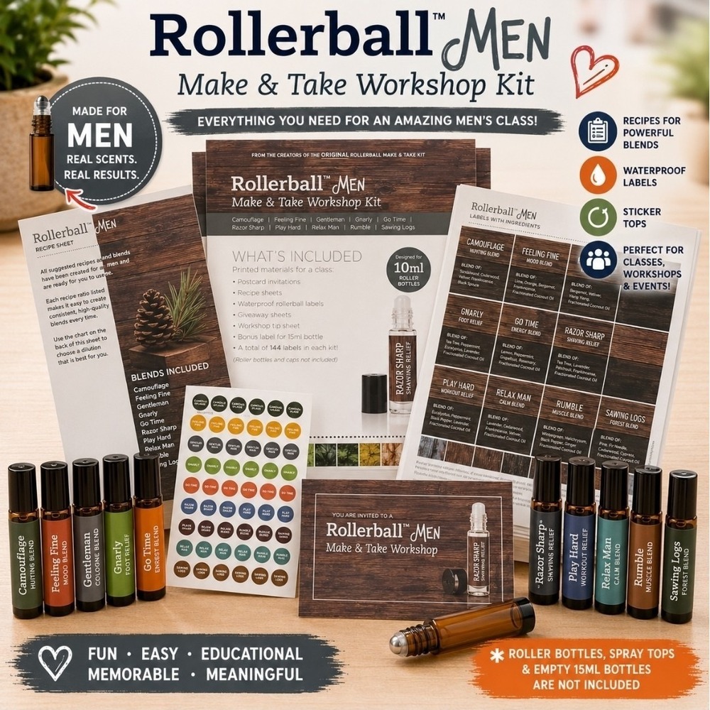 Rollerball 10ml Essential Oil DIY Workshop Kit MEN Series Bundle 10 People